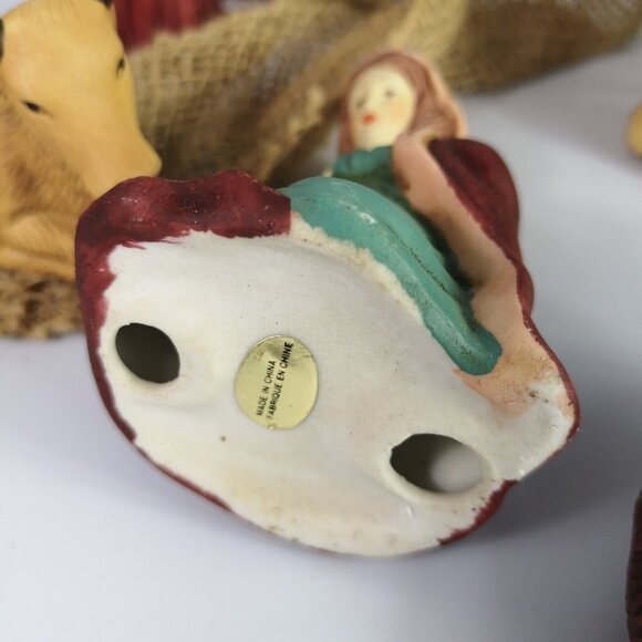 Vintage Ceramic Nativity Scene Christmas Danson Decor 11 Pieces Hand Painted - Picture 13 of 14